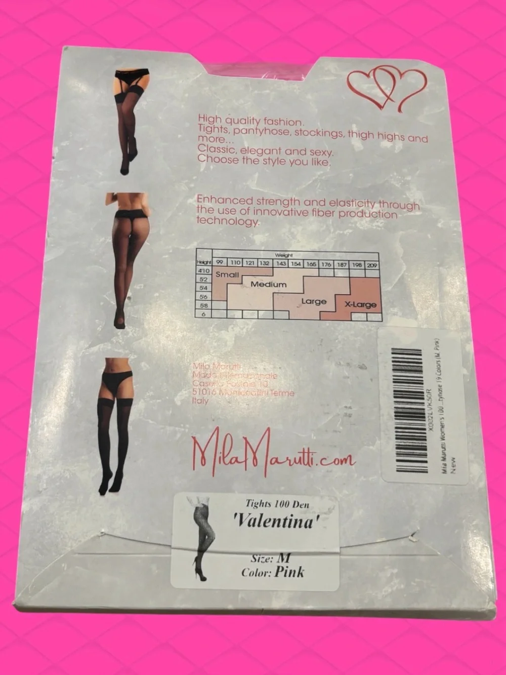 Mila Marutti - Women’s Hot Pink Opaque Tights Soft Stockings Pantyhose - Medium